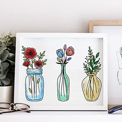 OLYCRAFT 2Pcs 3 Style Vases Self-Adhesive Silk Screen Printing Stencil Flower Vases Silk Screen Stencil Reusable Mesh Stencils Transfer for DIY T-Shirt Fabric Painting 7.7x5.5 Inch - color: Flower in Vase