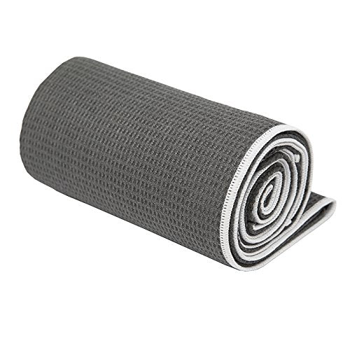 Shandali Hot Yoga Towel - Mat-Sized, Microfiber, Super Absorbent, Anti-Slip, Injury Free, 24" x 72" - Best Bikram Yoga Towel - Exercise, Fitness, Pilates Gear - color: Gray