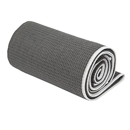 Shandali Hot Yoga Towel - Mat-Sized, Microfiber, Super Absorbent, Anti-Slip, Injury Free, 24" x 72" - Best Bikram Yoga Towel - Exercise, Fitness, Pilates Gear - color: Gray