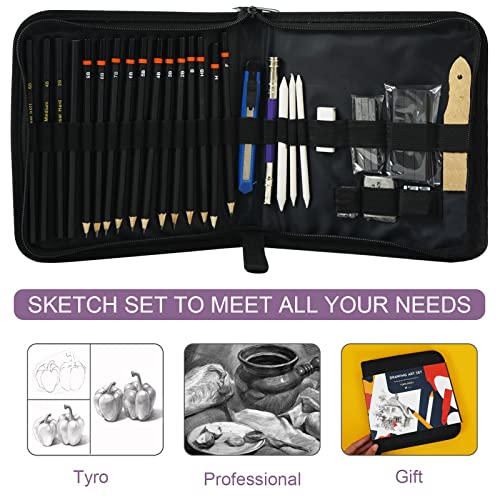Tavolozza Drawing Art Pencils Set, 34 Pack Professional Drawing and Sketch Pencil Set in Soft-Sided Art Portfolio Storage Bags for Kids, Teens and Adults. - size: 34 Piece Set