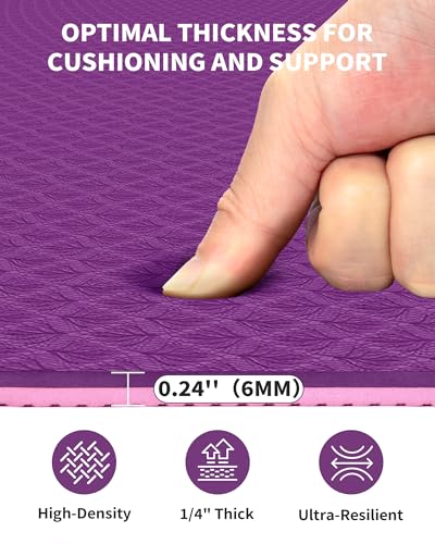 CAMBIVO 72''x48'' Large Yoga Mat, Extra Thick TPE Workout Mat - color: PURPLE, size: 6mm