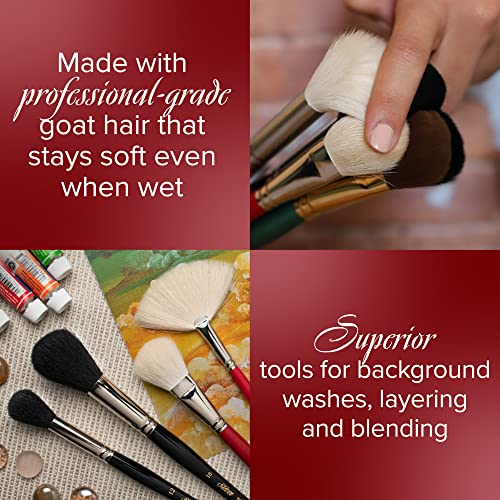 Silver Brush Limited Silver Mop White Round Oil Paintbrush, Size 20 | Acrylic, Watercolor, Pastels, Charcoal, Short Handle, Flagged Bristle, Soft Natural Goat Hair, Wash, Blending, Softening - size: Size 20
