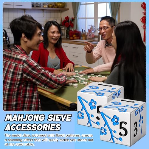 2 Pcs Mahjong Dice Metal, Classic, Silver Blue | D6 Mah Jong Dice,Standard Size Mahjong Dice, Durable Material, Replacement for Lost Dice, Board Game Mahjong Supplies - color: Silver Blue, size: Classic