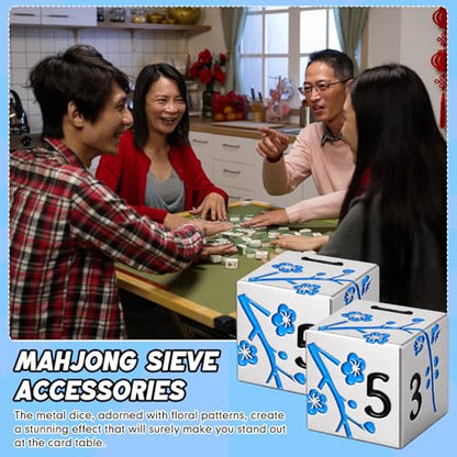 2 Pcs Mahjong Dice Metal, Classic, Silver Blue | D6 Mah Jong Dice,Standard Size Mahjong Dice, Durable Material, Replacement for Lost Dice, Board Game Mahjong Supplies - color: Silver Blue, size: Classic