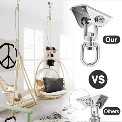 2 Packs Swing Hanger 304 Stainless Steel 1763lbs Capacity Heavy Duty Swing Hardware Set Ceiling Mount Swivel Swing Hook for Hammock Chair, Swing Hanger, Punching Bag,Yoga Outdoor and Indoor