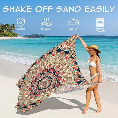 Aroveea Beach Blanket Waterproof Sandproof 78''X81''/10'X9' Oversized Mat - color: Mandala5, size: 78''x81''