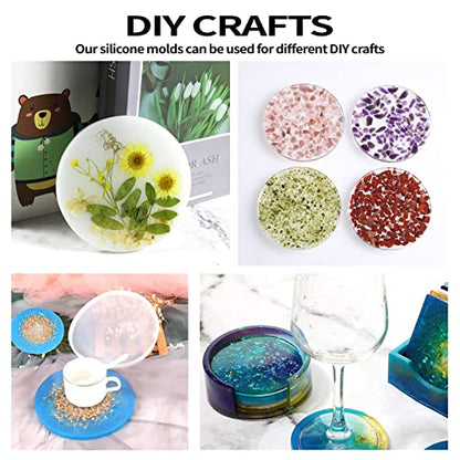 5PCS Resin Coaster Molds - Round Silicone Casting Molds for Epoxy Resin Coaster Casting and DIY Home Decoration，Candle Holders, Home Decoration，Coffee Table for DIY Art Home Decoration ﻿