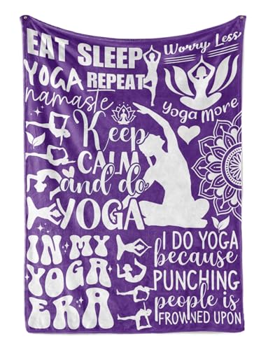 Huglanket Yoga Gifts for Women, Female, Fitness Lovers, Instructors, Soft Blanket Gift for Birthday, Christmas, Violet, 50 x 65 inches - size: 50 x 65 inches