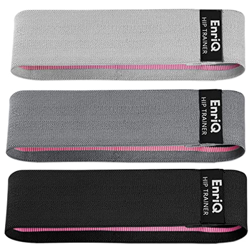 EnriQ Booty Bands Fabric Resistance Bands for Legs and Butt - Non Slip Cloth Hip Bands Elastic Workout Bands - Activate Glutes and Thighs - Made of Premium Elastic Fabric - color: Black,Dark Grey,grey