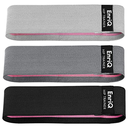 EnriQ Booty Bands Fabric Resistance Bands for Legs and Butt - Non Slip Cloth Hip Bands Elastic Workout Bands - Activate Glutes and Thighs - Made of Premium Elastic Fabric - color: Black,Dark Grey,grey