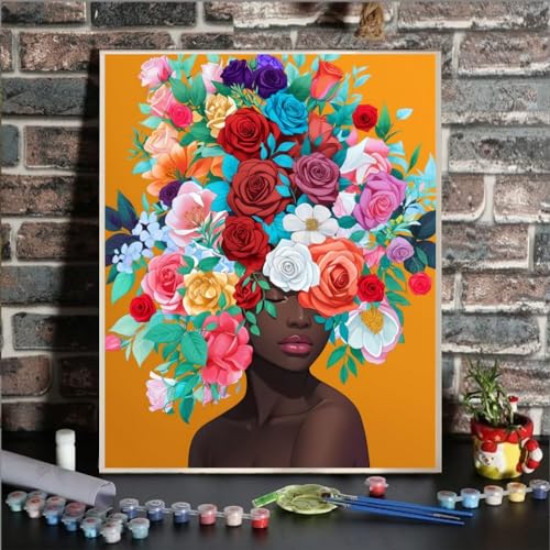 ldazao Paint By Numbers Kit for Adults Flower Color Adult Paint By Number Kits Girl Paint and Sip Kit Canvas Oil Painting Kit DIY Crafts for Women Gift 16x20 Inch Flameless - color: SZ010