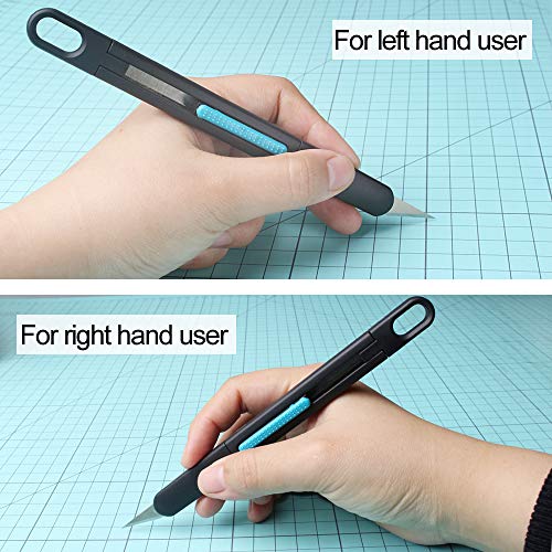 Nova Precision Craft & Hobby Knife, Premium Safety Cutter for Trimming, Vinyl Weeding and Art, Innovative Flat Design for a Better Use, Retractable #11 Fine Point Blade, Super Slim and Safe - color: Blue
