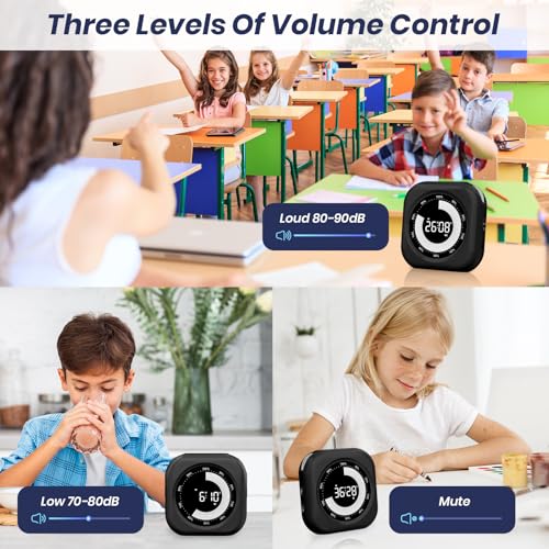 PERSUPER Visual Timer for Kids, Rechargeable 10-Hour Count Up/Down Timer | with 3 Brightness Display, 3 Volume Levels and Magnetic, Homeschool Study Tool, Large Digital Timers for Kitchen, Classroom - color: Black-1