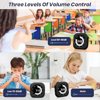 PERSUPER Visual Timer for Kids, Rechargeable 10-Hour Count Up/Down Timer | with 3 Brightness Display, 3 Volume Levels and Magnetic, Homeschool Study Tool, Large Digital Timers for Kitchen, Classroom - color: Black-1
