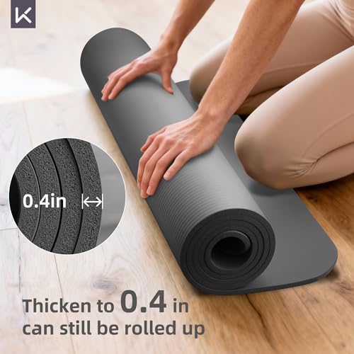 KEEP Extra Thick NBR Yoga Mat for Women & Men, 10mm Thick, 72”x32” Large Exercise Mat with Non-Slip Workout Mat for Yoga, Pilates, Stretching, Meditation – Wide & Cushioned Fitness Mat - color: Grey