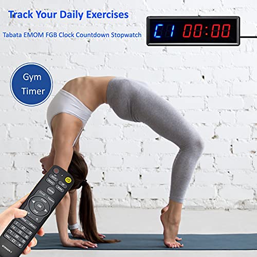 LED Interval Timer Count Down/Up Clock Stopwatch with Remote for Home Gym Fitness - color: Blue+red