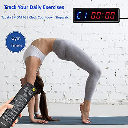 LED Interval Timer Count Down/Up Clock Stopwatch with Remote for Home Gym Fitness - color: Blue+red