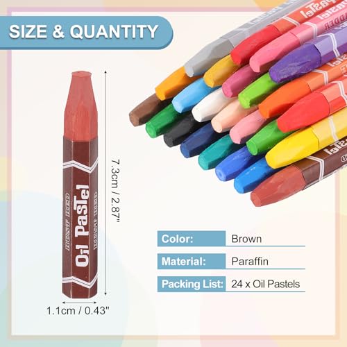 PATIKIL Brown Oil Pastels, 24Pcs Soft Oil Crayons Vibrant and Creamy Pastels Stick Art Supplies for Art Painting Drawing Blending Graffiti for Artists Beginners - color: Brown