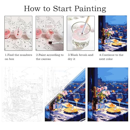 ZRIZQ Landscape Paint by Numbers Kit for Adults Beginner,City Scape,16x20 | Full set with wooden brushes,rolled canvas,rich paints.Calming activity.Beginner friendly.Just open and paint. - color: 16"X20"Rolled Canvas-Flowers 3