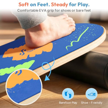 Sportneer Kids Balance Board, 4-Mode Adjustable Balance Trainer - color: Brush Blue