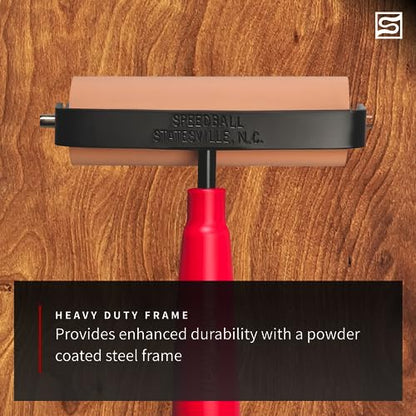 Speedball Deluxe Soft Rubber Brayer - 40/42 Durometer Roller with Heavy Duty Steel Frame – 6 Inches - size: 6-Inch