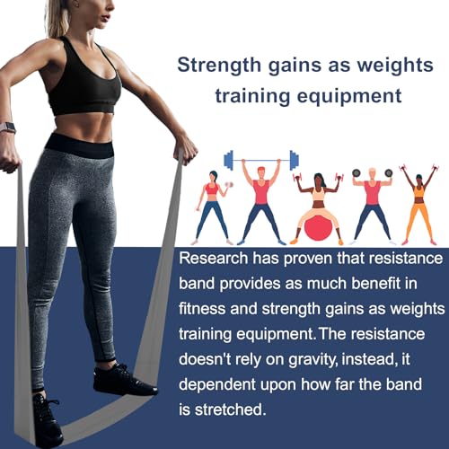A AZURELIFE Resistance Bands,Professional Long Non-Latex Elastic Stretch Bands,Exercise Bands for Physical Therapy, Yoga, Pilates, Rehab, at-Home or The Gym Workouts, Strength Training - color: Gray, size: 5.9FT