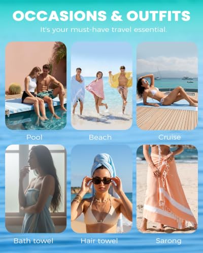 6 Packs Turkish Beach Towels Oversized Swim Towel Set Bulk Quick Dry Bath Pool SandFree Extra Large Xl Big Blanket Adult Travel Essentials Cruise Accessories Must Have Clearance Vacation Stuff - color: Multi Dot, size: 72 x 36 inch