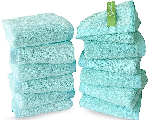 Washcloths 12 Pack 13" x 13" - Soft Wash Cloths for Your Face Towel, Wash Cloths for Your Body (Teal) - color: Teal