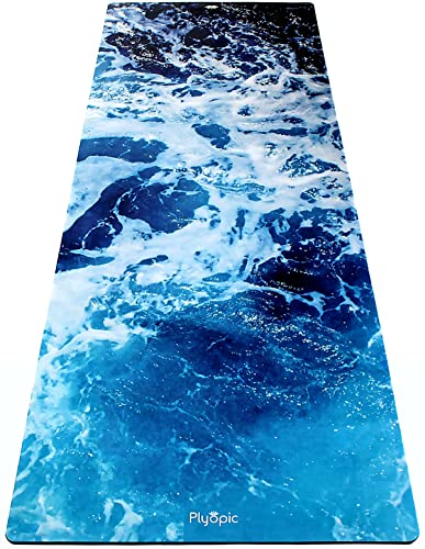 Plyopic All In One Yoga Mat | Luxury Sweat-Grip Mat/Towel Combo | Ideal for Yoga, Hot Yoga, Bikram, Pilates, Workout & Exercise | Eco-Friendly Natural Rubber - color: Pacific
