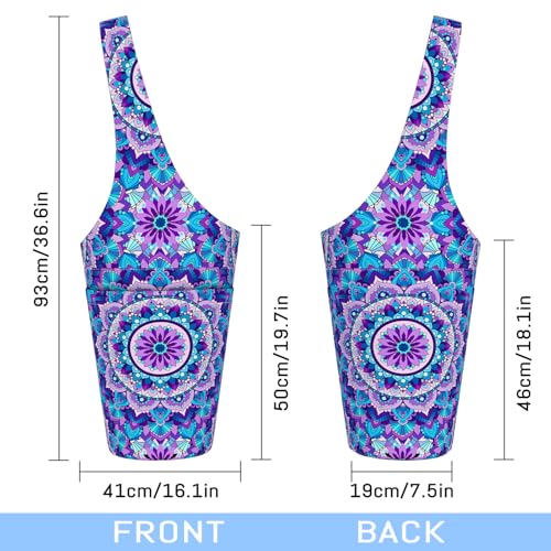 Mandala Yoga Mat Bag with Large Side Pocket and Zipper Pocket Long Tote Yoga Bags Fit Most Size Mats and Holds More Yoga Accessories - color: Purple
