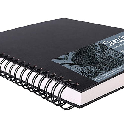 Bachmore 8.5"x11" Hardbound Sketchbook, Left Spiral Sketch Pad with Hardcover, Perforated and Durable Acid Free Drawing Paper, Ideal Art for Adults, Artist Pro & Amateurs