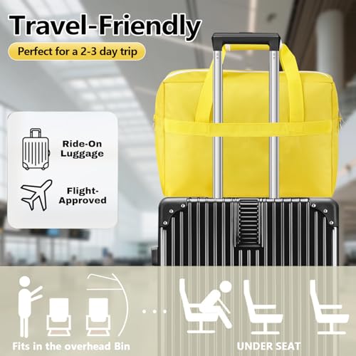 Gym Bag for Women Men, Water-Resistant Duffle Bag for Travel Sports, Lightweight Carry On Bag with Handles and Detachable Shoulder Strap (Yellow) - color: Yellow