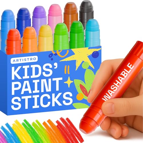 ARTISTRO 100% Washable Tempera Paint Sticks for Kids - 12 Non-toxic Paint Markers for Kids - Color Sticks with Twist Design - color: 12 Colors