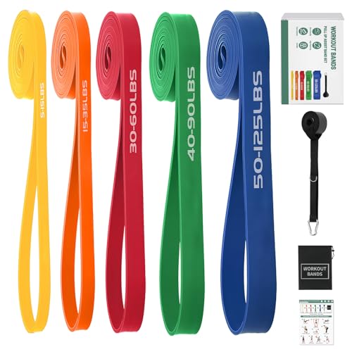 Resistance Bands,Exercise Bands,Workout Bands,Resistance Bands Set for Legs,Pull Up Bands,Stretch Bands for Exercise,Muscle Training, Physical Therapy, Shape Body, Men Women - color: 옐로우, 오렌지, 레드, 그린, 블루