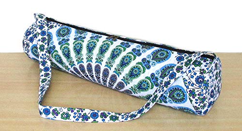 INDIAN CRAFT CASTLE ICC Yoga Mat Bag Carrier Full-Zip Exercise Yoga Mat Carry Bag for Women Men with Multi-Functional Storage Pockets and Adjustable Shoulder Strap 26X6 Inches - style: Blue Mandala