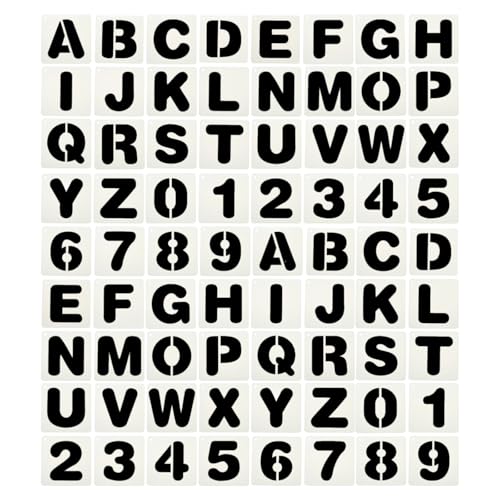 PATIKIL 2 Set 5" Letter Number Stencils, 36Pcs Square Reusable Letter and Number Stencil Templates for Painting on Wall Wood Fabric Signage, Uppercase Letter Style - size: 5"