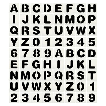 PATIKIL 2 Set 5" Letter Number Stencils, 36Pcs Square Reusable Letter and Number Stencil Templates for Painting on Wall Wood Fabric Signage, Uppercase Letter Style - size: 5"
