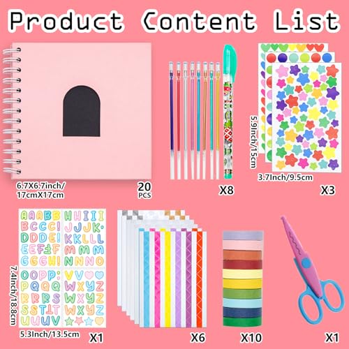 Kid Scrapbook DIY Photo Album Hard Cover Scrapbook Kit for Kids Instant Camera Print Paper with DIY Accessories (Pink) - color: Pink