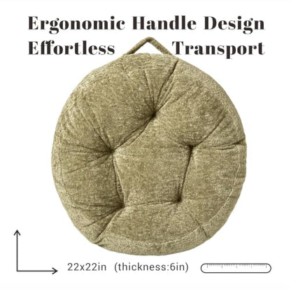 Floor Cushion Pillow, Portable Large - color: Round, Green