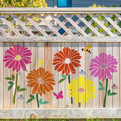 12 PCS Large Flower Painting Stencils, Reusable Sunflower Stencils for Painting on Wood Rocks Canvas Fabric Glass Pottery DIY Painting Art Projects - style: 12PCS Large Flower