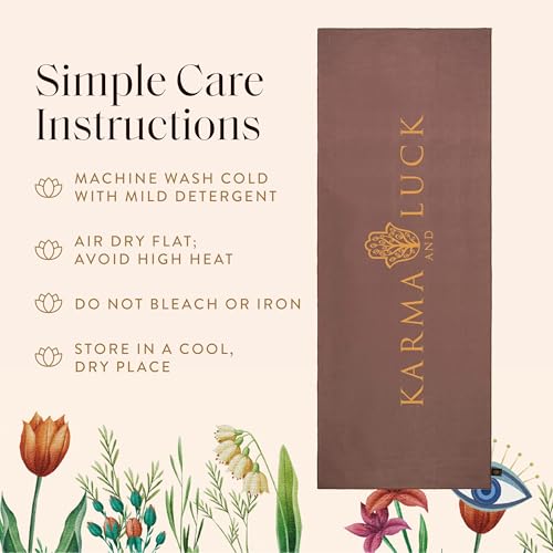 KARMA AND LUCK Sacred Harmony Yoga Towel, Absorbent, Non-Slip Hot Yoga Mat Towel, Silicone Grip & Soft Terry Suede for Mindful Movement & Spiritual Alignment, 26” x 72” - color: Sacred