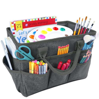 Craft Organizer Tote Bag,Art Supply Organizer Bag for Craft Supplies | 11 Pockets,Portable Handle,Collapsible Design,Reinforced Base,Sturdy Art Caddy Bag for Scrapbooking,Craft,Art,Sewing