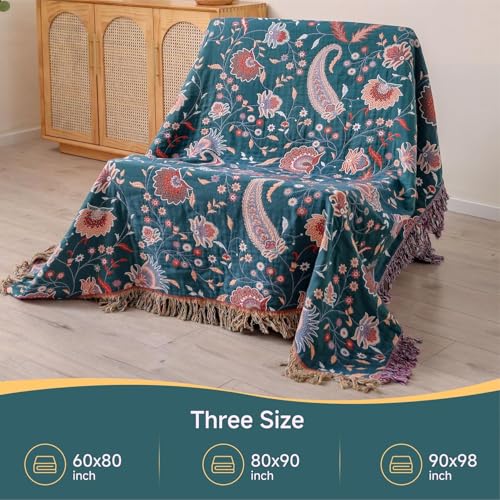 Floral Twin Fall Throw Blanket, White, 60"x80" - color: Cashews, size: 60''x80''