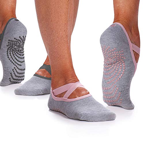 Gaiam Grippy Studio Yoga Socks, Non-Slip, Open-Toe, One Size - color: Folkstone 2-pack, size: One Size