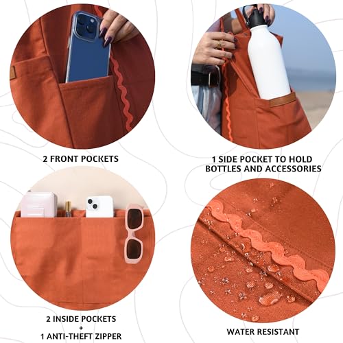 Folkulture Beach Tote Bags For Women, Beach Must Haves 2026-18x15 Inch | Waterproof,Sandproof, Large Tote Bags for Women, Swimming Pool, Beach Essentials, Simple Modern Pool Bag, Bolsos Para Mujeres - color: Royal Rust
