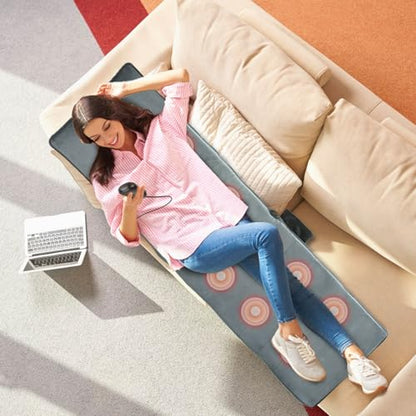 KOCASO Full Body Massage Mat with Heat- Electric Vibration Massage Pad for Chair, Bed & Floor Use with 10 Motors, 9 Modes, 3 Heat Levels, Inflatable Pillow - Ideal Home Office Gift for Women & Men - size: 64.17x18.9x0.98 in