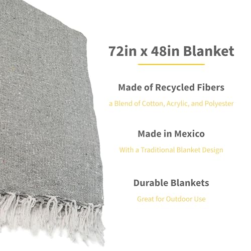 Cozumel Bulk Mexican Yoga Blanket, 10 Pack, Gray - color: Gray