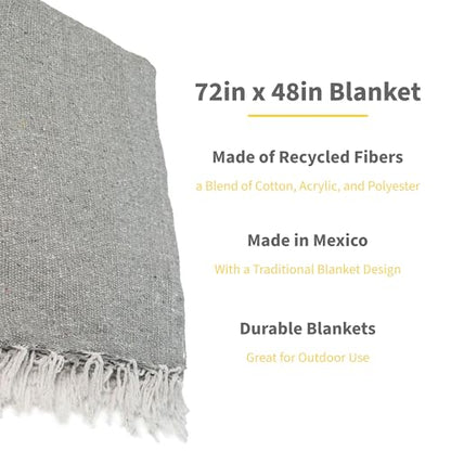 Cozumel Bulk Mexican Yoga Blanket, 10 Pack, Gray - color: Gray