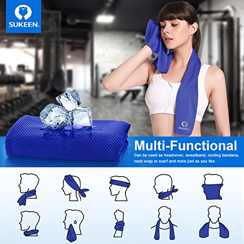 Sukeen 4 Pack Cooling Towels (40"x 12"), Cooling Neck Wraps, Soft Ice Towel - color: Blue/Grey/Purple/Dark Blue
