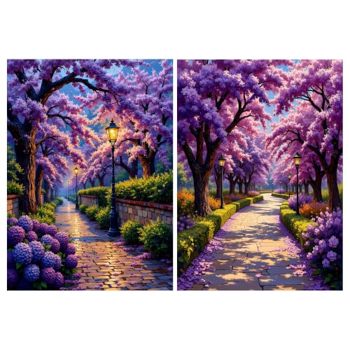 YOYA 2 Pack 5D Landscape Diamond Art Kits for Adults 12x16 Inch | Full Drill Diamond Painting Kits, Street Scene Theme, Round Drill, HD Canvas, Fun, Relax, Gem Art for Home Wall Decor, Gifts - color: Landscape 033